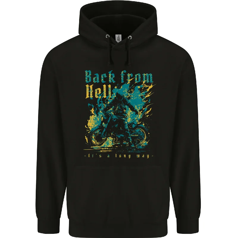 Back From Hell Biker Motorcycle Motorbike Mens 80% Cotton Hoodie Hoodie with Drop Shoulder Relaxed Streetwear