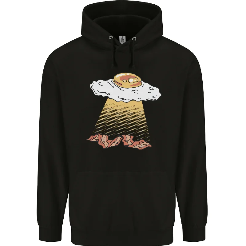 Bacon Abduction Funny Alien UFO Food Mens 80% Cotton Hoodie Hoodie with Hem Contrast Bold Stylish