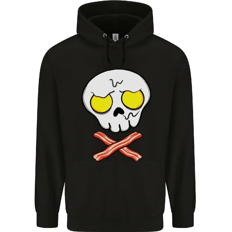 Bacon & Egg Skull & Crossbones Funny Mens 80% Cotton Hoodie Hoodie with Earth Tones Natural Calm