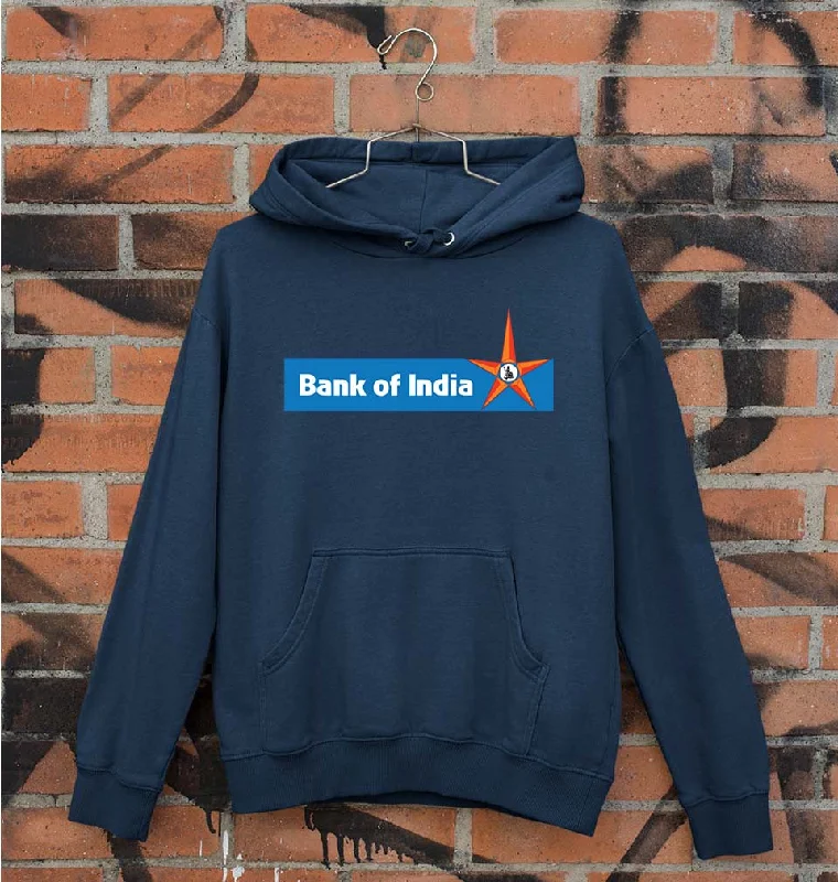 Bank of India Unisex Hoodie for Men/Women Hoodie with Hem Applique Textured Unique