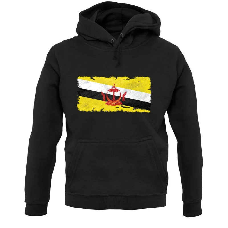 Brunei Grunge Style Flag Unisex Hoodie Hoodie with Cuffed Sleeves Snug Secure