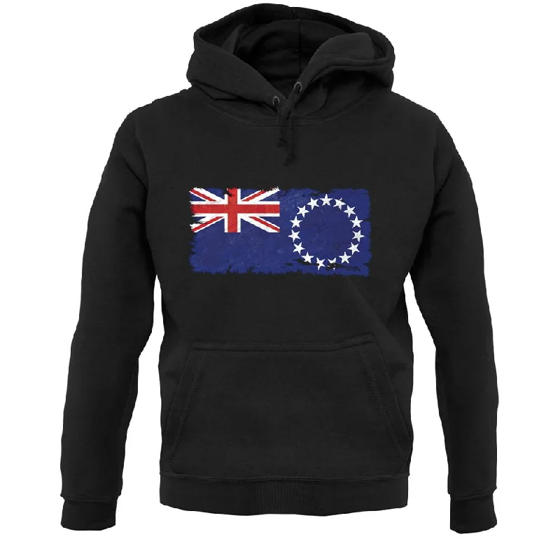 Cook Islands Grunge Style Flag Unisex Hoodie Hoodie with Tie-Dye Psychedelic Retro