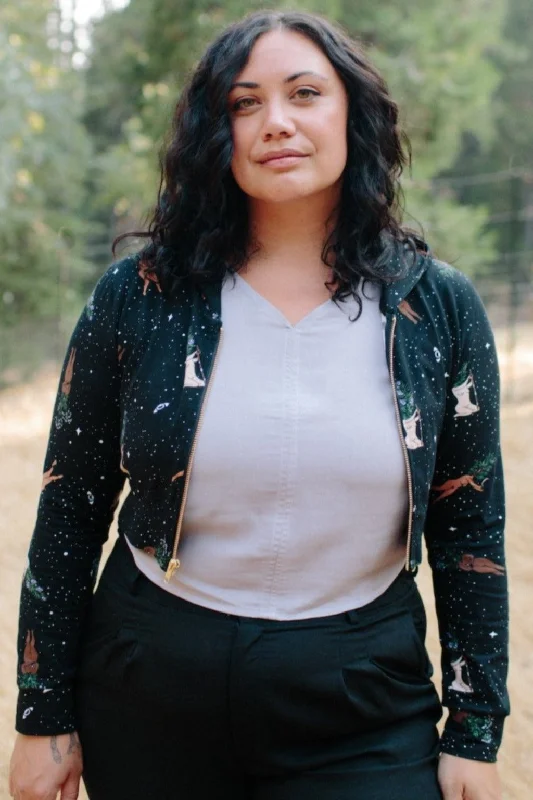 Cropped Hoodie In Protection Spell Hoodie with Metallic Shiny Futuristic