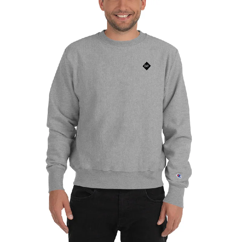 Diamond Champion Sweatshirt Hoodie with Rolled Sleeves Casual Relaxed