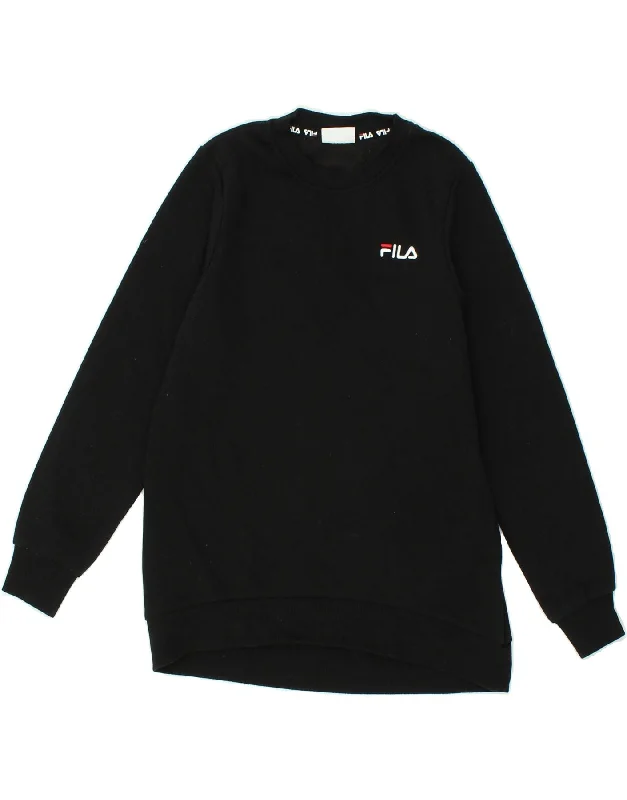 FILA Mens Sweatshirt Jumper XS Black Cotton Hoodie with Elastic Waist Stretchable Comfortable