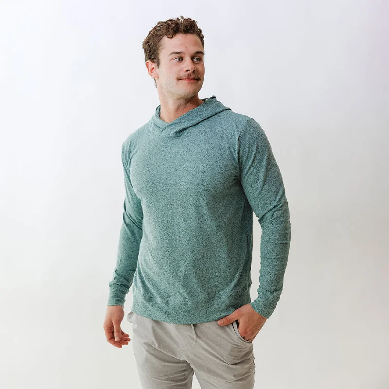Men's Travel Hoodie, Aqua Hoodie with Hem Detail Decorative Unique