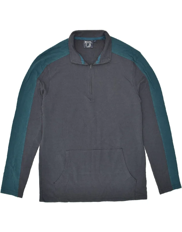 MOUNTAIN WAREHOUSE Mens Zip Neck Sweatshirt Jumper XL Grey Colourblock Hoodie with Half-Zip Sporty Casual