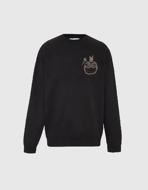 Printed Crew Neck Sweatshirt Hoodie with Hood Adjustable Protection