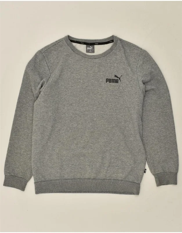PUMA Mens Sweatshirt Jumper Small Grey Cotton Hoodie with Drawstring Waist Adjustable Fitted