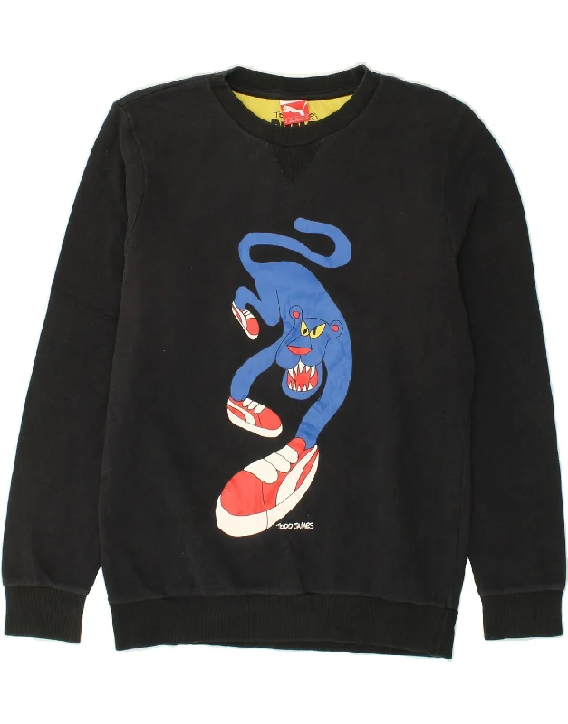 PUMA Mens Todd James Graphic Sweatshirt Jumper Medium Black Cotton Hoodie with Ribbed Hem Stretchable Secure PUMA Mens Todd James Graphic Sweatshirt Jumper Medium Black Cotton Hoodie with Ribbed Hem Stretchable Secure