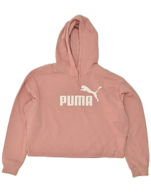 PUMA Womens Oversized Graphic Hoodie Jumper UK 16 Large Pink Cotton Oversized Hoodie Comfort Casual