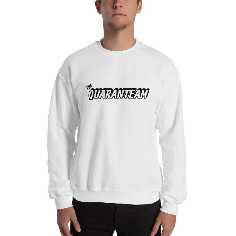 Quaranteam Sweatshirt Hoodie with Mock Neck Collared Structured