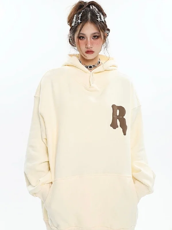 R Solid Color Button Up Ling Sleeve Baggy Hoodie Hoodie with Slim Fit Tailored Modern