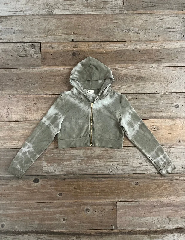 SIZE XL Cropped Hoodie in Bamboo with Botanical Dyes Hoodie with Camouflage Military Edgy