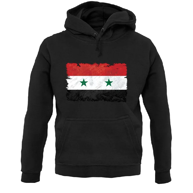 Syria Grunge Style Flag Unisex Hoodie Hoodie with Cuffed Sleeves Snug Secure