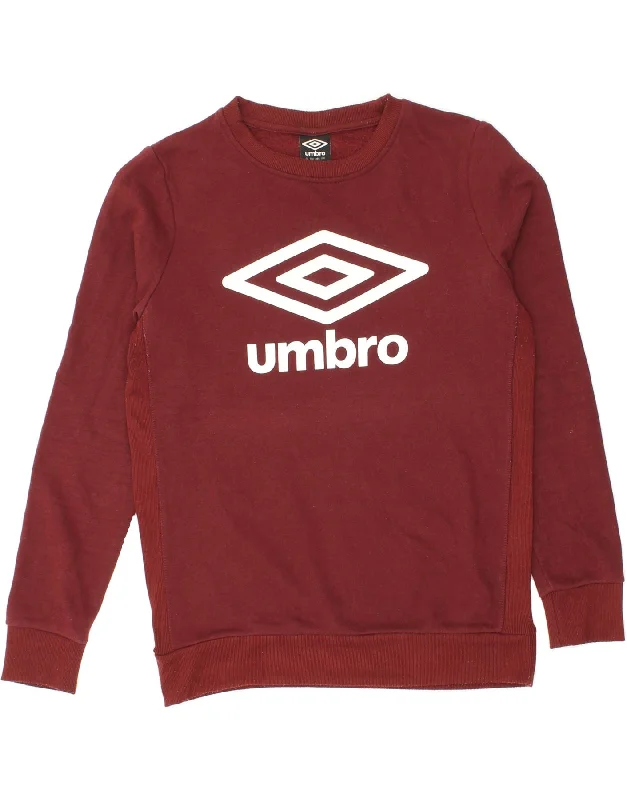 UMBRO Mens Graphic Sweatshirt Jumper Medium Burgundy Cotton Hoodie with Monochrome Minimalist Simple