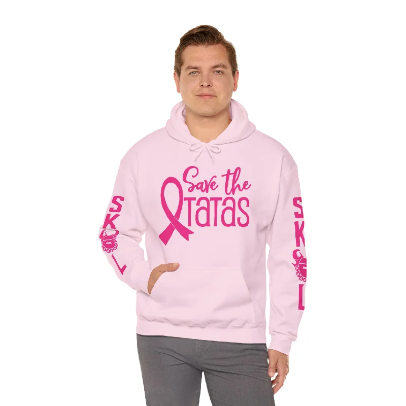 Unisex Heavy Blend™ Hooded Sweatshirt - Save the TaTas + Original (Sleeves) Hoodie with Stripes Bold Sporty