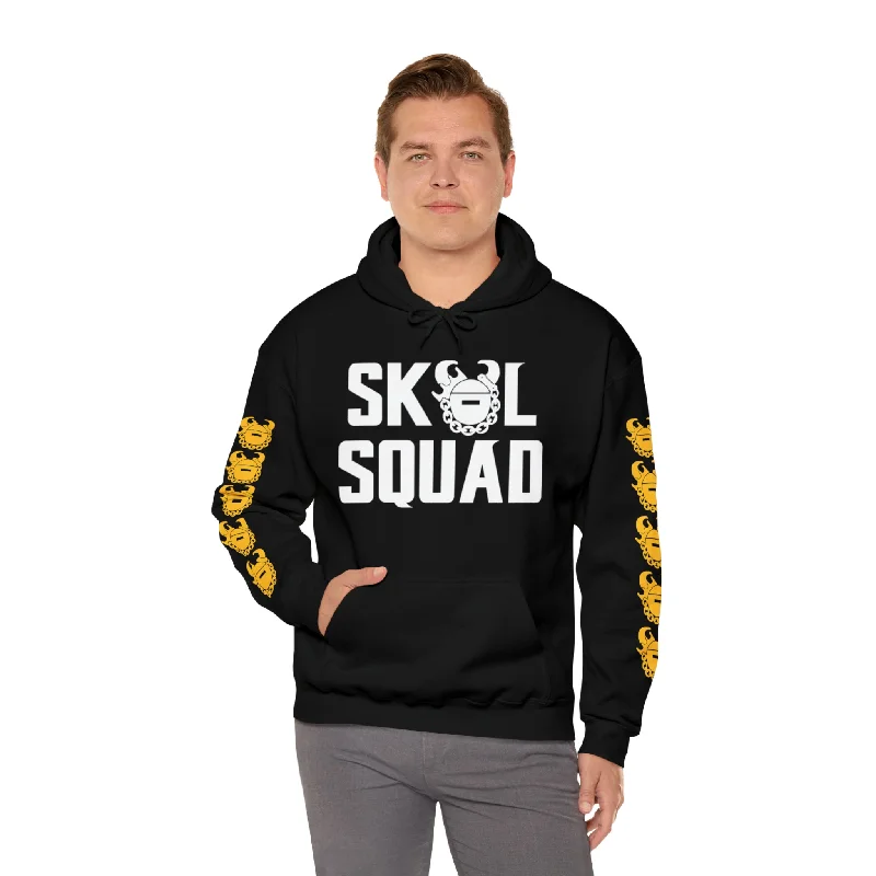 Unisex Heavy Blend™ Hooded Sweatshirt - SQUAD + Game Day Helmet (Sleeves) Hoodie with Pastel Soft Subtle