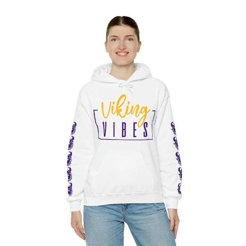 Unisex Heavy Blend™ Hooded Sweatshirt - Vibes + Game Day Helmet (Sleeves) Hoodie with Zipper Placket Modern Functional