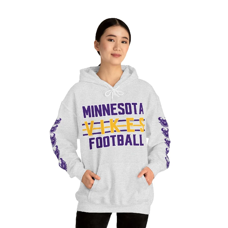 Unisex Heavy Blend™ Hooded Sweatshirt - Vikes Football + Game Day Helmet (Sleeves) Hoodie with Ribbed Cuffs Snug Fit Comfort