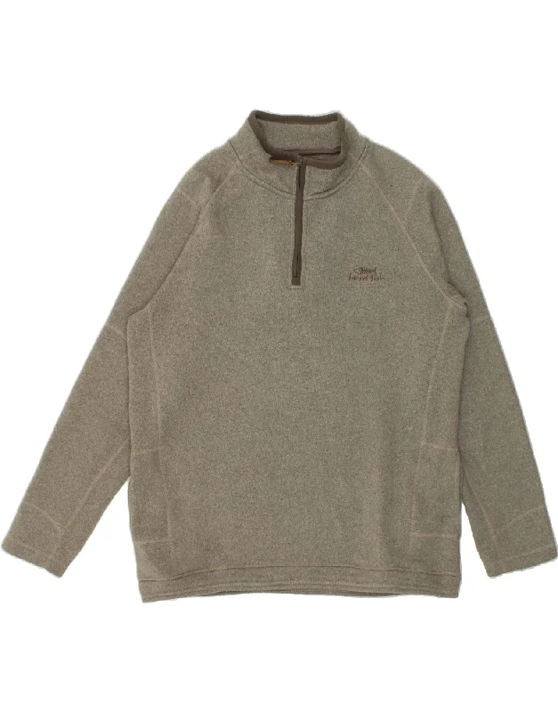 WEIRD FISH Mens Zip Neck Sweatshirt Jumper XL Grey Polyester Hoodie with Half-Zip Sporty Casual
