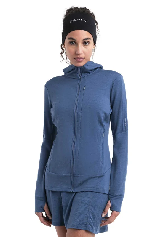 Womens Merino 260 Quantum IV LS Zip Hoodie Hoodie with Bell Sleeves Flared Feminine
