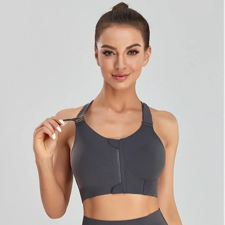 Athena Front Zipper Sports Bra Elegant Lace Lingerie