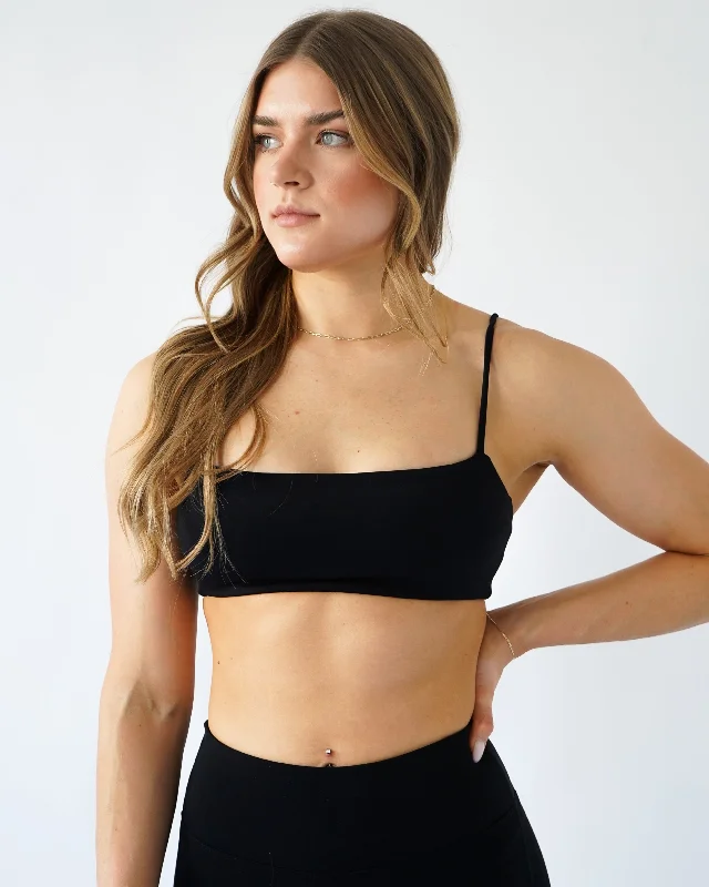 Define Bandeau Sports Bra - Black Lightweight Cotton Bra