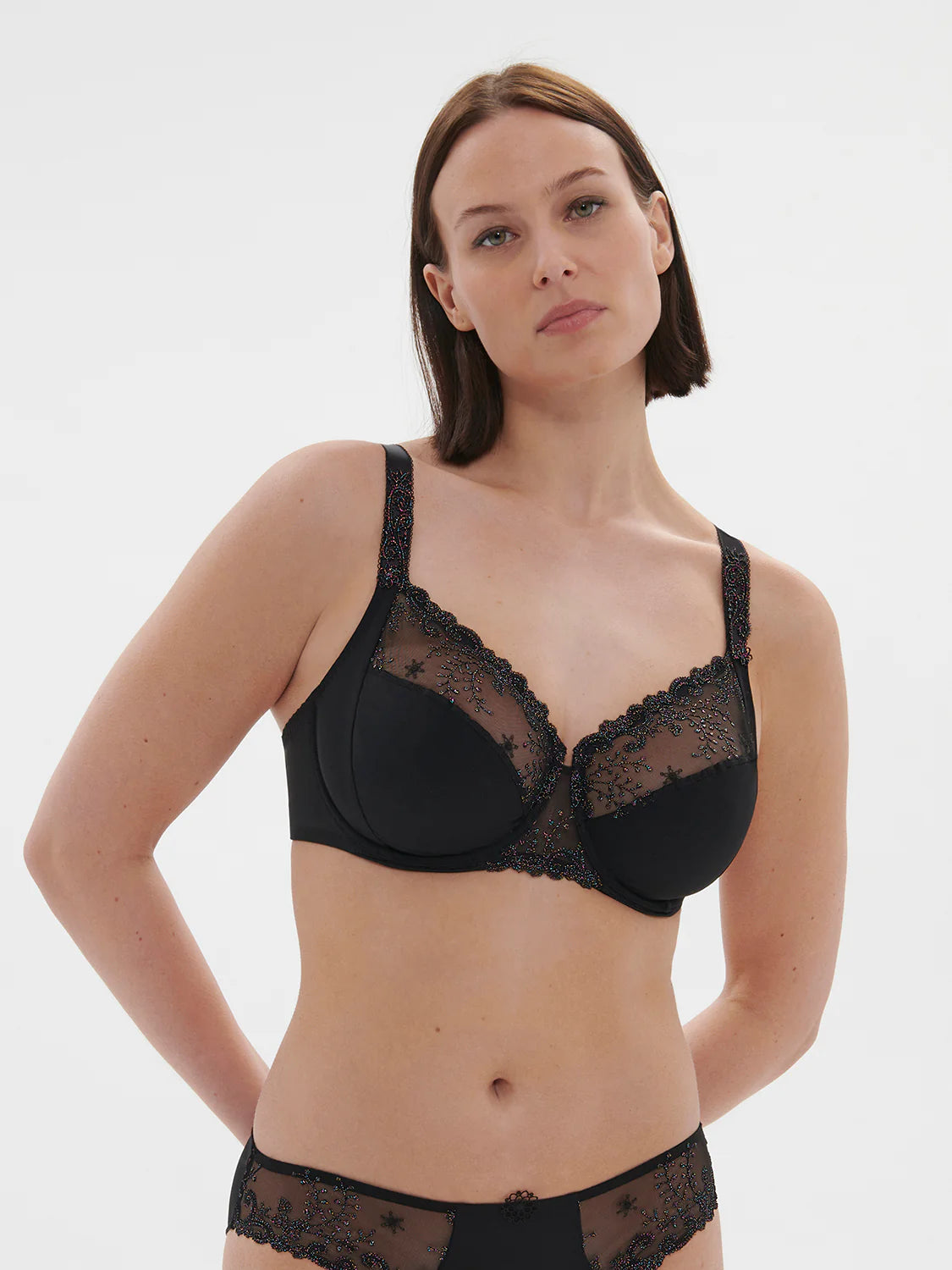 Delice Full Cup Support Bra In Noir Gem - Simone Perele Sexy Mesh Bralette