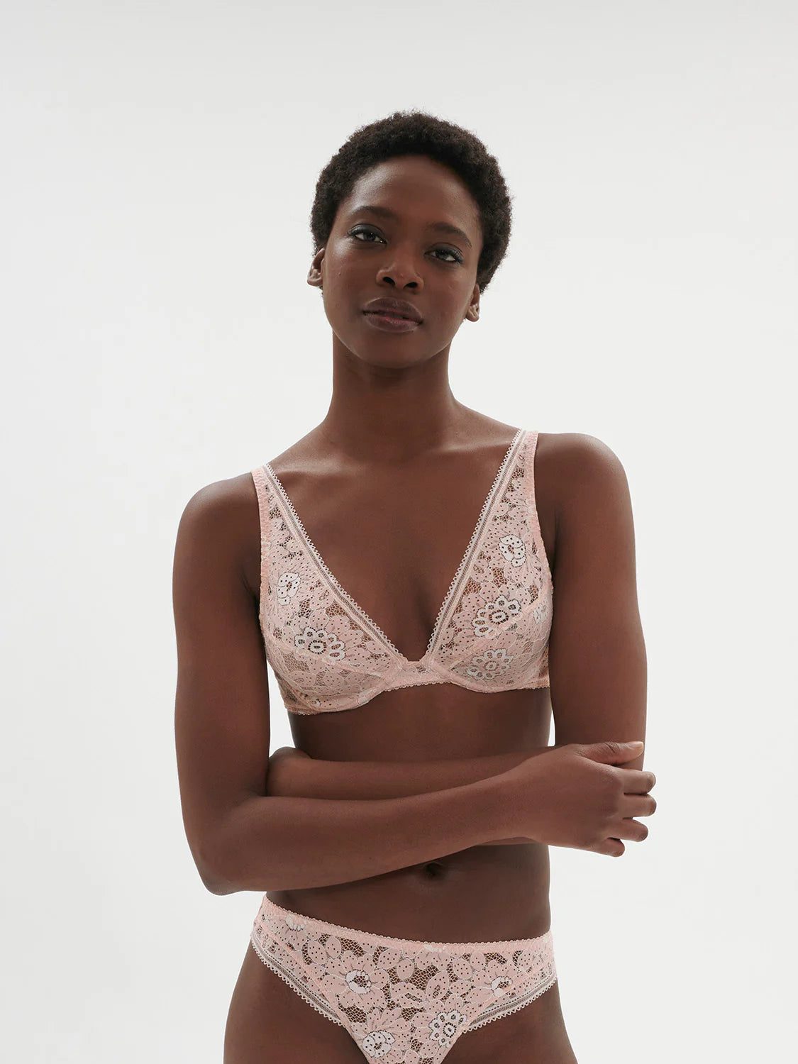 Festive Underwired Triangle Bra In Ballet Pink - Simone Perele Soft Padded Bralette
