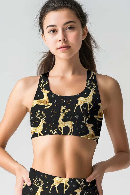 Holly Jolly Stella Black Seamless Racerback Sport Yoga Bra - Women Classic Wire-Free Bra