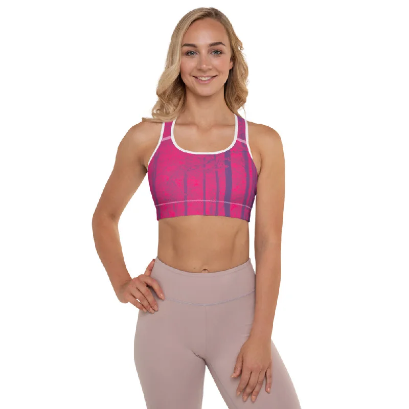 Into The Woods Hot Pink Padded Sports Bra Soft Mesh Bra