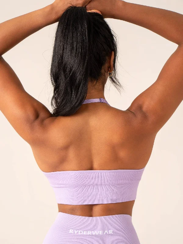 Lift Rib Seamless Halter Sports Bra - Lavender Supportive Wireless Bra