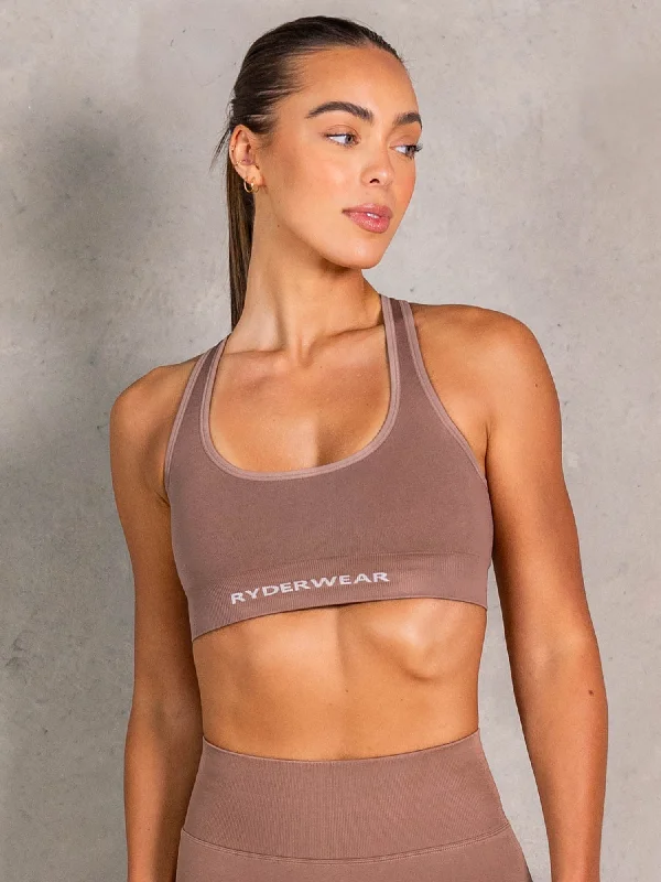 NRG Seamless Scoop Neck Sports Bra - Almond Supportive Sports Bra