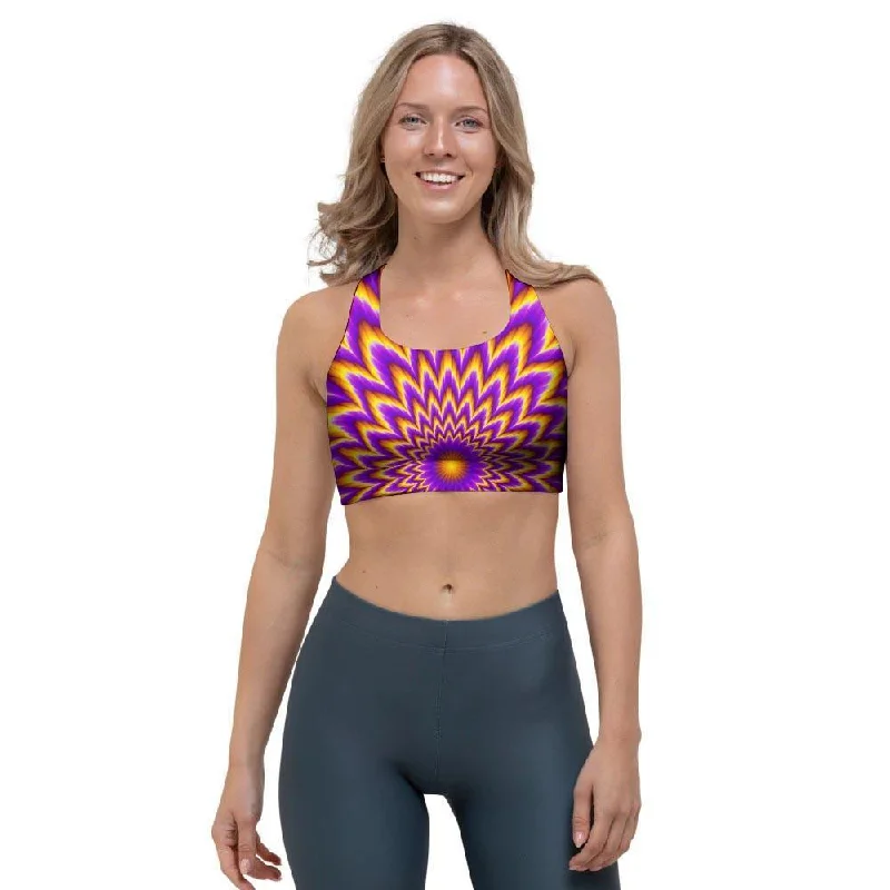 Pulsing Optical illusion Sports Bra Adjustable Back Bra