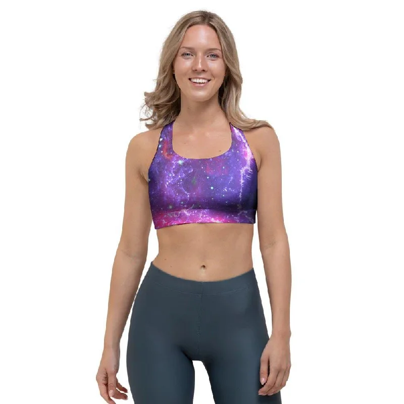 Purple Nebula Galaxy Space Sports Bra High Support Bra