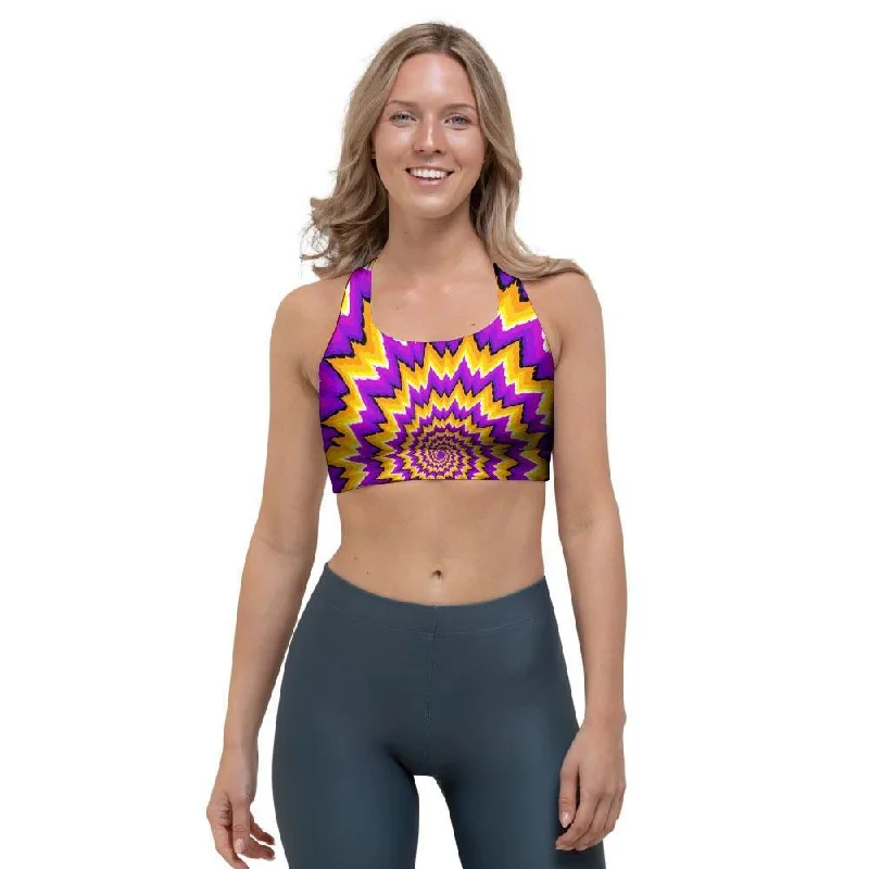 Purple Psychedelic Optical illusion Sports Bra Lightweight Cotton Bra