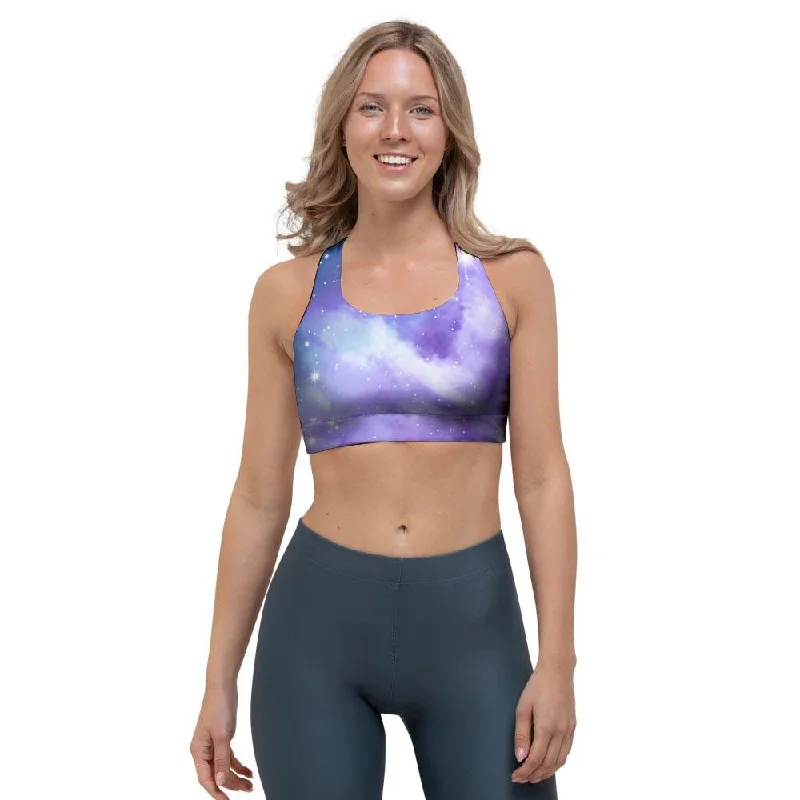 Purple Universe Galaxy Sports Bra Soft Mesh Bra