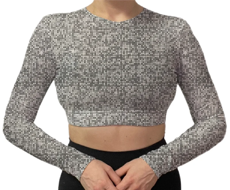 Rhinestone Cowgirl Long Sleeve Bra Top Sexy Lace Bralette