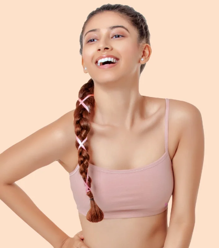 Enamor BB02 Easy Fit Stretch Cotton Beginners Bra with Antimicrobial Finish and Slim Straps - Pearl Light Seamless Bra