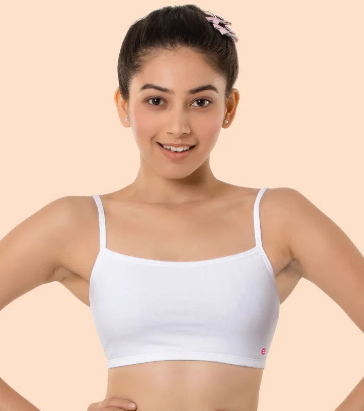 Enamor BB02 Easy Fit Stretch Cotton Beginners Bra with Antimicrobial Finish and Slim Straps - White Comfortable Bralette Style Enamor BB02 Easy Fit Stretch Cotton Beginners Bra with Antimicrobial Finish and Slim Straps - White Comfortable Bralette Style