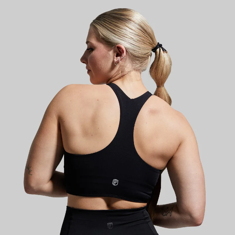 Synergy Cropped Sports Bra (Black) Soft Cup Bra