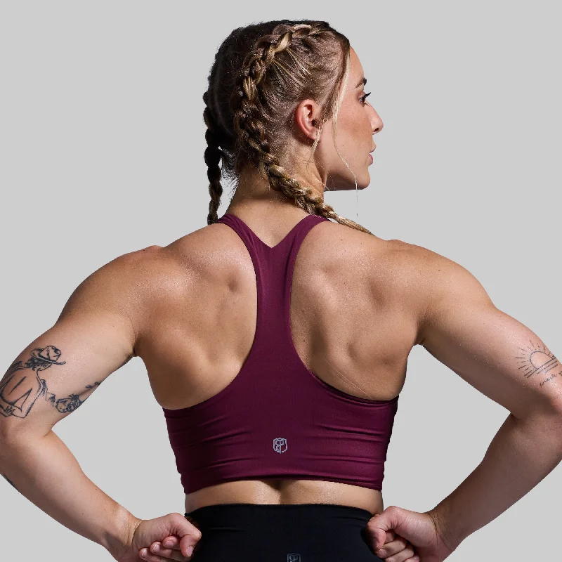 Synergy Cropped Sports Bra (Sangria) Elegant Cotton Bra