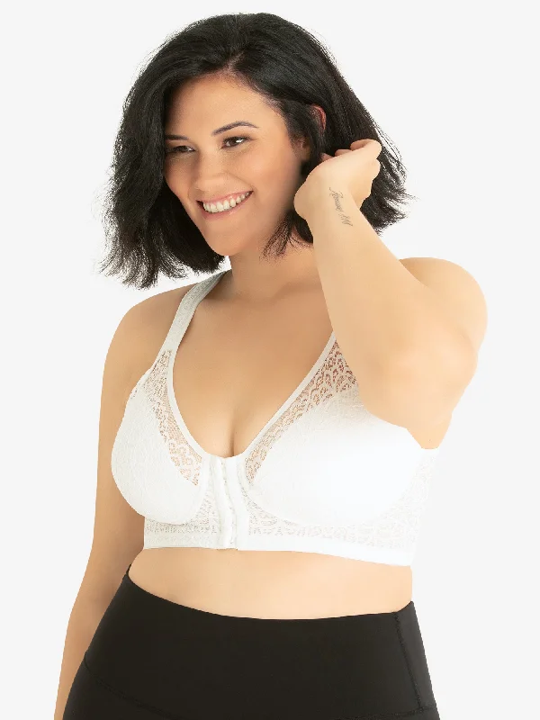 The Lora - Back Smoothing Lace Front-Closure Bra Casual Bralette Set