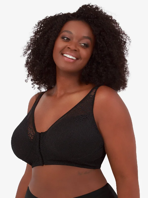 The Nora - Shimmer Support Back Lace Front-Closure Bra Casual Bralette Set