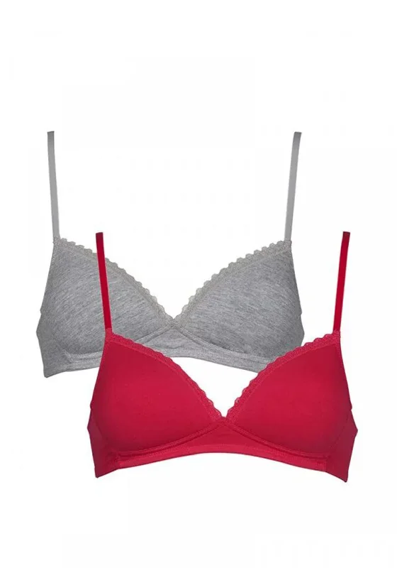 After Eden/My Basic Comfy Wireless Padded Bra Twin Pack, Grey & Pink Sleek Push-Up Bra