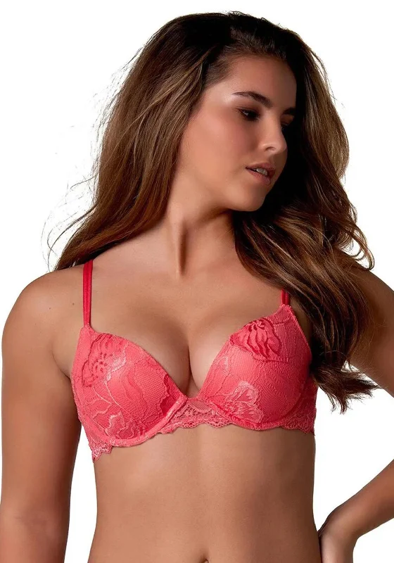 After Eden Anna Single Boost Plunge Wired Bra, Bright Pink Seamless Bra Design