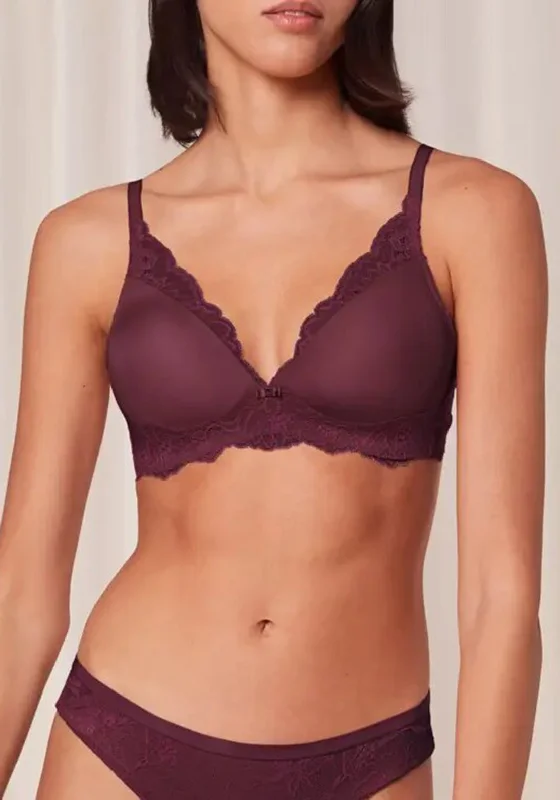 Triumph Amourette Charm Non Wire Bra, Wine Soft Mesh Bra