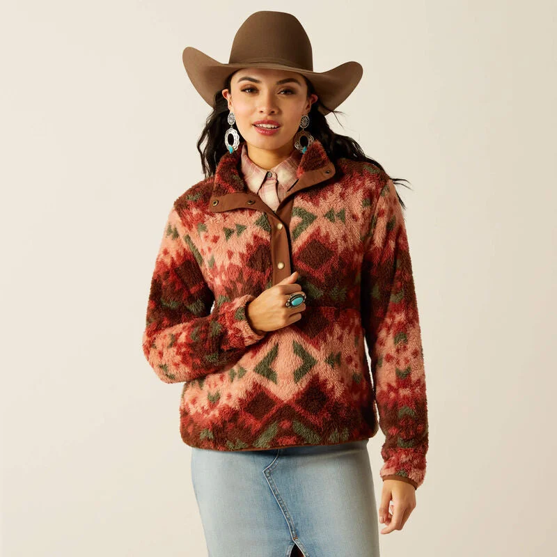 Ariat Berber Snap Front Sweatshirt Plainsview Print - 3942 Hoodie with Button Classic Timeless