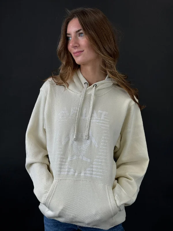 Ariat REAL FADDING LINES HOOD WHITE ONYX HOODIE-6451 Hoodie with Cropped Fit Short Trendy